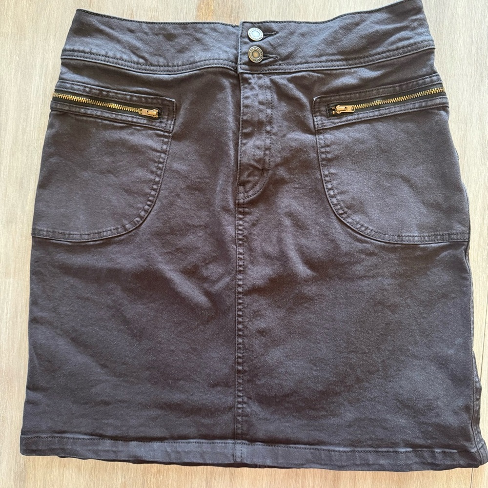 Prana Broadway Skirt Black Denim 98% Organic Cotton - Picture 2 of 5